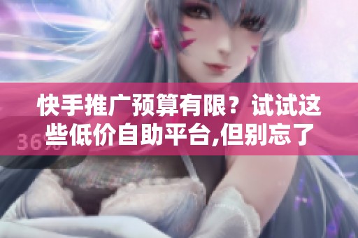 快手推广预算有限？试试这些低价自助平台,但别忘了注意这三点
