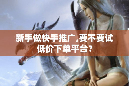 新手做快手推广,要不要试低价下单平台? 新手做快手推广,要不要试低价下单平台?