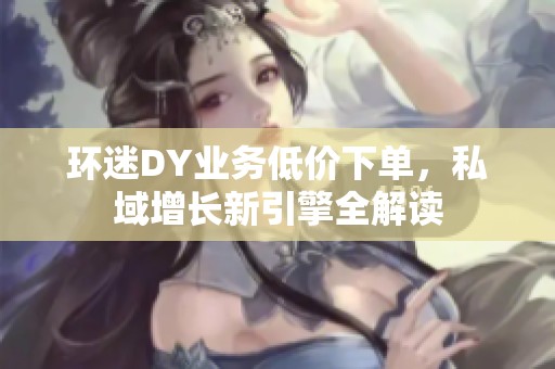 环迷DY业务低价下单,私域增长新引擎全解读 环迷DY业务低价下单,私域增长新引擎全解读