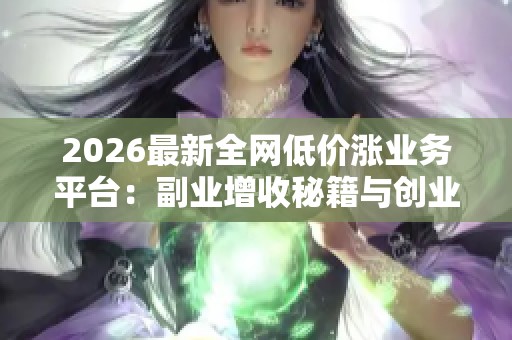 2026最新全网低价涨业务平台:副业增收秘籍与创业新风口的精细化指南 2026最新全网低价涨业务平台:副业增收秘籍与创业新风口的精细化指南